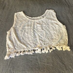 4/$20 urban outfitters UO Off-White Cut-Out Crochet crop Top beach coverup